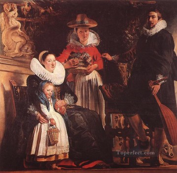 バロック Painting - フランドル・バロック芸術家ヤコブ・ヨルダーンスの家族